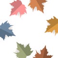 Paper cut style maple leaves over white background, autumn fall thanksgiving square texture vector