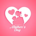 paper cut style mothers day event card for mom and daughter love relation