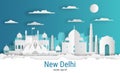 Paper cut style New Delhi city, white color paper Royalty Free Stock Photo