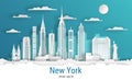 Paper cut style New York city, white color paper Royalty Free Stock Photo