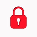 Paper cut style padlock icon with shadow. Lock icon for website. Security concept. Hiding a secret. Vector illustration