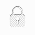 Paper cut style padlock icon with shadow on transparent background. Lock icon for website. Security concept. Hiding a secret.