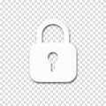 Paper Cut Style Padlock Icon With Shadow On Transparent Background. Lock Icon For Website. Security Concept. Hiding A Secret.