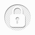 Paper Cut Style Padlock Icon With Shadow On Transparent Background. Lock Icon For Website. Security Concept. Hiding A Secret.