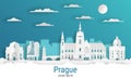 Paper cut style Prague city, white color paper Royalty Free Stock Photo