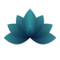 Paper cut style turquoise Lotus, transparent layered vector, logo or icon.