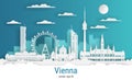 Paper cut style Vienna city, white color paper