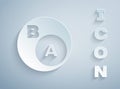 Paper cut Subsets, mathematics, a is subset of b icon isolated on grey background. Paper art style. Vector