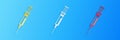 Paper cut Syringe icon isolated on blue background. Syringe sign for vaccine, vaccination, injection, flu shot. Medical Royalty Free Stock Photo