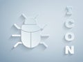 Paper cut System bug concept icon isolated on grey background. Code bug concept. Bug in the system. Bug searching. Paper Royalty Free Stock Photo