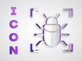 Paper cut System bug concept icon isolated on grey background. Code bug concept. Bug in the system. Bug searching. Paper Royalty Free Stock Photo