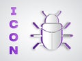Paper cut System bug concept icon isolated on grey background. Code bug concept. Bug in the system. Bug searching. Paper Royalty Free Stock Photo