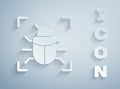 Paper cut System bug concept icon isolated on grey background. Code bug concept. Bug in the system. Bug searching. Paper Royalty Free Stock Photo