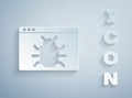 Paper cut System bug concept icon isolated on grey background. Code bug concept. Bug in the system. Bug searching. Paper art style Royalty Free Stock Photo