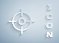 Paper cut Target sport icon isolated on grey background. Clean target with numbers for shooting range or shooting. Paper Royalty Free Stock Photo