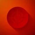 Paper cut Target sport icon isolated on red background. Clean target with numbers for shooting range or shooting. Paper Royalty Free Stock Photo