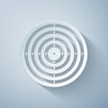 Paper cut Target sport for shooting competition icon isolated on grey background. Clean target with numbers for shooting Royalty Free Stock Photo