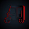 Paper cut Taxi tuk tuk icon isolated on black background. Indian auto rickshaw concept. Delhi auto. Paper art style Royalty Free Stock Photo