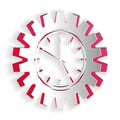 Paper cut Time Management icon isolated on white background. Clock and gear sign. Productivity symbol. Paper art style. Vector Royalty Free Stock Photo