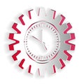 Paper cut Time Management icon isolated on white background. Clock and gear sign. Productivity symbol. Paper art style Royalty Free Stock Photo