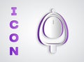Paper cut Toilet urinal or pissoir icon isolated on grey background. Urinal in male toilet. Washroom, lavatory, WC