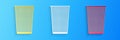 Paper cut Trash can icon isolated on blue background. Garbage bin sign. Recycle basket icon. Office trash icon. Paper