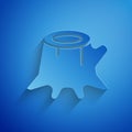 Paper cut Tree stump icon isolated on blue background. Paper art style. Vector Royalty Free Stock Photo