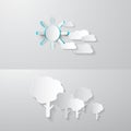 Paper Cut Trees, Clouds and Sun. Royalty Free Stock Photo