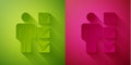 Paper cut User of man in business suit icon isolated on green and pink background. Business avatar symbol user profile Royalty Free Stock Photo