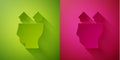 Paper cut User of man icon isolated on green and pink background. Business avatar symbol user profile icon. Male user Royalty Free Stock Photo