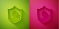 Paper cut User protection icon isolated on green and pink background. Secure user login, password protected, personal Royalty Free Stock Photo