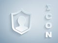 Paper cut User protection icon isolated on grey background. Secure user login, password protected, personal data Royalty Free Stock Photo