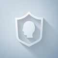 Paper cut User protection icon isolated on grey background. Secure user login, password protected, personal data Royalty Free Stock Photo