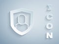 Paper cut User protection icon isolated on grey background. Secure user login, password protected, personal data Royalty Free Stock Photo