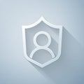 Paper cut User protection icon isolated on grey background. Secure user login, password protected, personal data Royalty Free Stock Photo