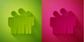 Paper cut Users group icon isolated on green and pink background. Group of people icon. Business avatar symbol - users Royalty Free Stock Photo