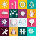 Paper Cut Vector Icons Set Royalty Free Stock Photo