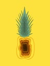 Paper cut vector illustration of pineapple. Fruits. For banners with paper cut pineapple Royalty Free Stock Photo