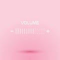 Paper cut Volume adjustment icon isolated on pink background. Paper art style. Vector