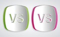 Paper cut VS Versus battle icon isolated on grey background. Competition vs match game, martial battle vs sport. Paper