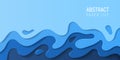 Paper cut water abstract background. Banner with 3D abstract paper cut blue waves. Eco friendly design. Vector Royalty Free Stock Photo