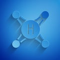 Paper cut Water tap icon isolated on blue background. Paper art style. Vector Royalty Free Stock Photo