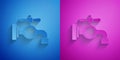 Paper cut Water tap icon isolated on blue and purple background. Paper art style. Vector Royalty Free Stock Photo