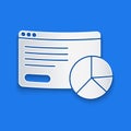 Paper cut Web analytics information and development website statistic icon isolated on blue background. Analysis Royalty Free Stock Photo