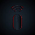 Paper cut Wireless computer mouse system icon isolated on black background. Internet of things concept with wireless Royalty Free Stock Photo