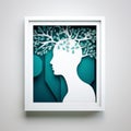 a paper cut of a womans head with a tree growing out of it