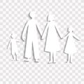 Paper cutout family, family house family cut out of paper on a transparent background. vector illustration