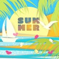 Paper cutout, origami summer background