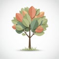 Paper Cutout Tree Illustration with Green and Orange Leaves Royalty Free Stock Photo