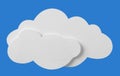 Papercut cloud on blue background